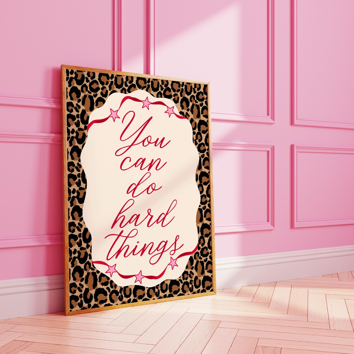 Wavy Motivational Poster Leopard Print Wall Art Bows Stars A3 A4 8x10 A5 5x7