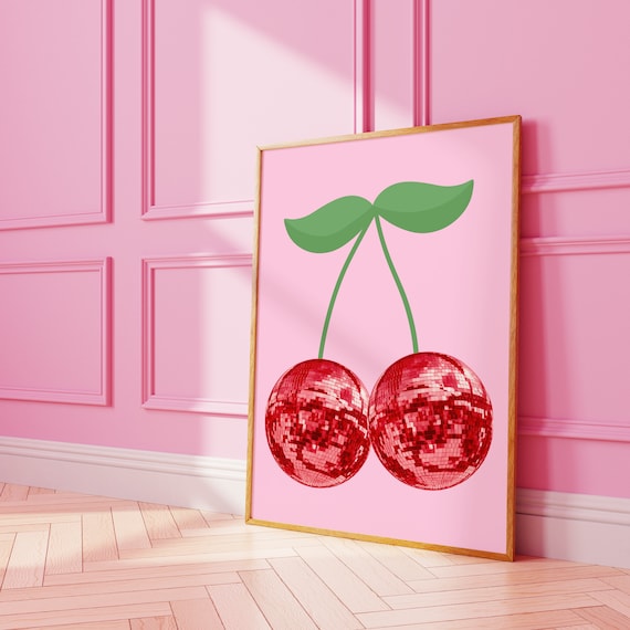 Funky Disco Ball Cherries Art Print