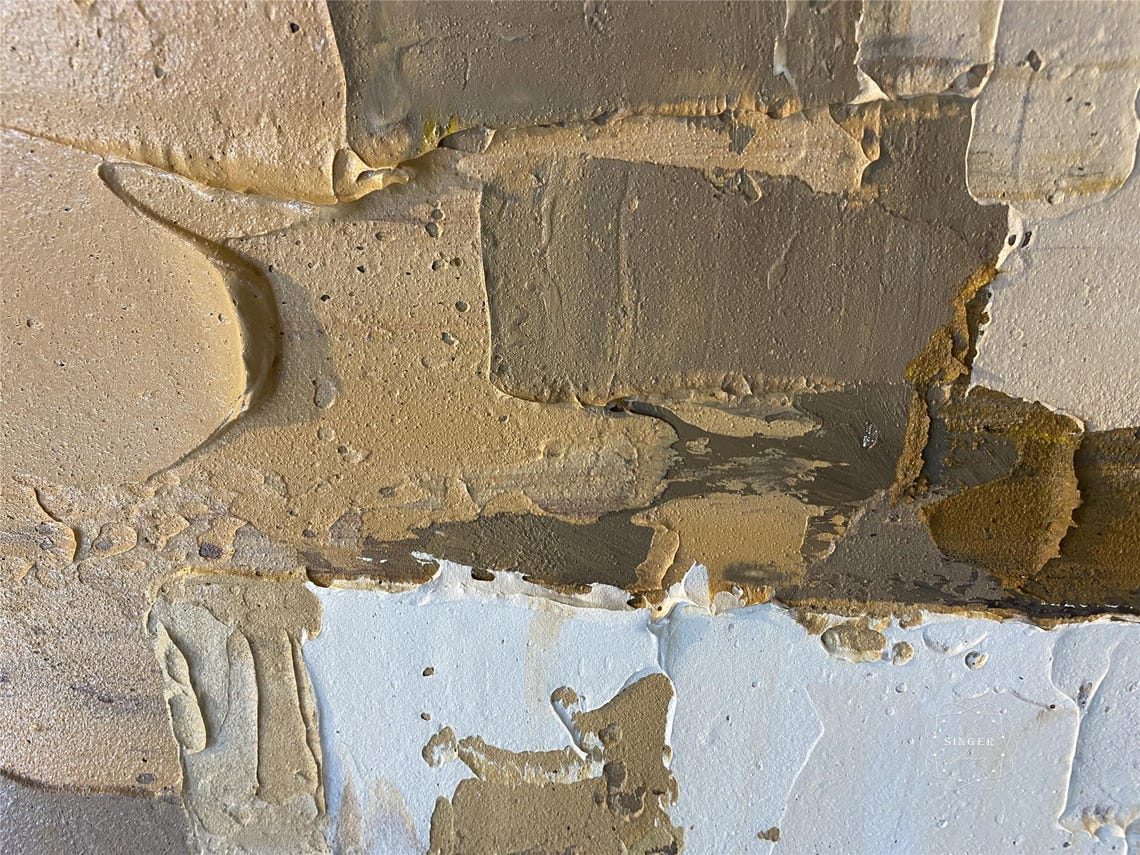 Geometric Blocks Abstract 3D Textured Painting Ochre Cream Wall Art - Image 5