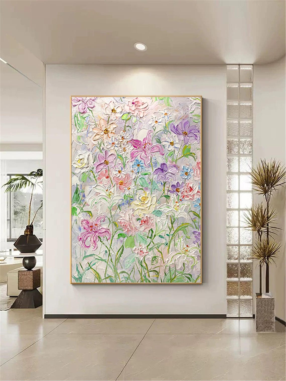 Pink Purple White Wildflower Mix Vertical Pastel Floral Wall Art - Image 4