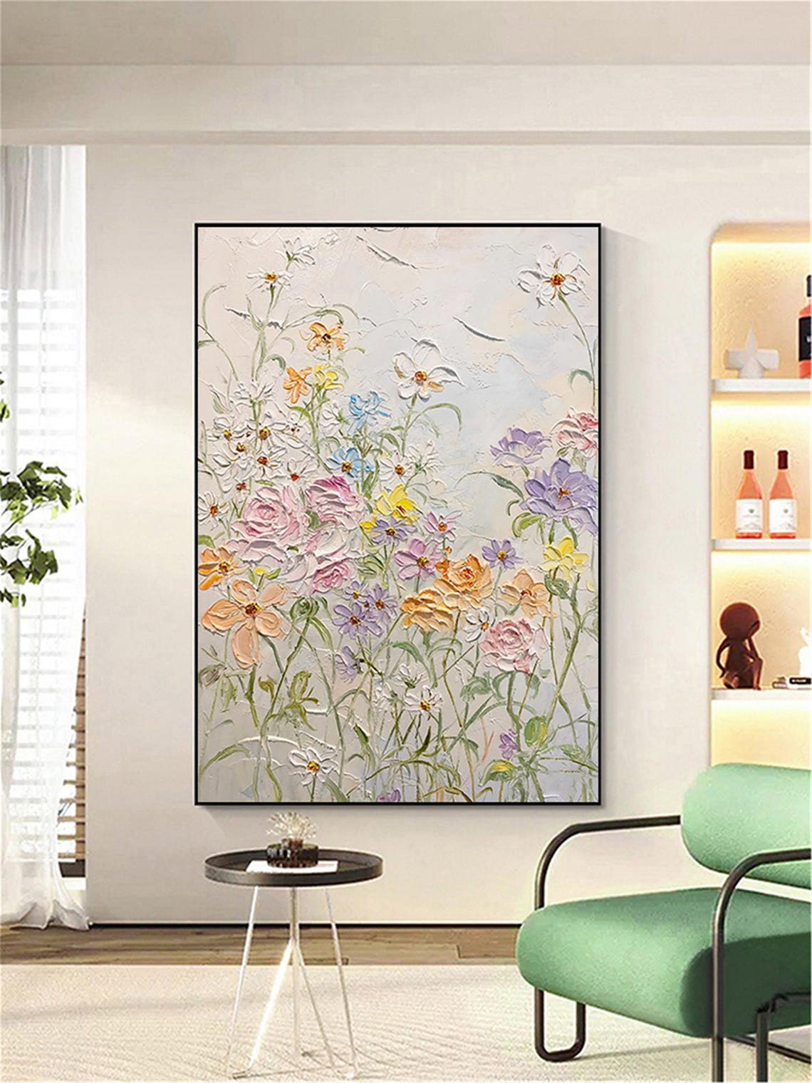 Delicate Pastel Wildflowers White Airy Vertical Botanical Wall Art - Image 4