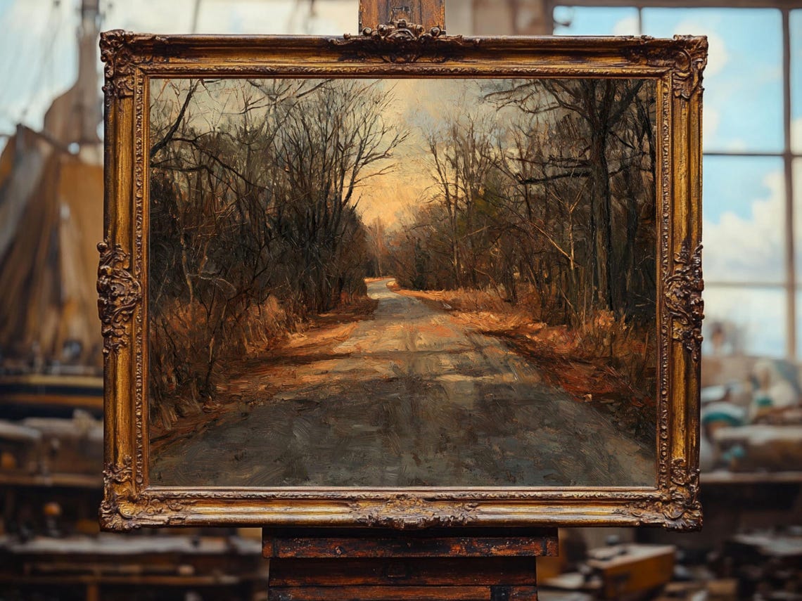 Road Landscape Painting Moody Art Oil Painting Cottage Core Art Best Gifts Vintage Painting Wall Art Prints - Image 2