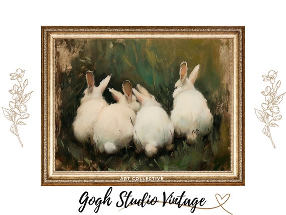 Vintage Rabbit Art Print, Farmhouse Wall Decor
