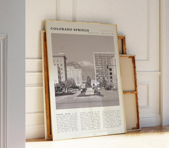 Colorado Springs Vintage Black White Street Scene Travel Poster