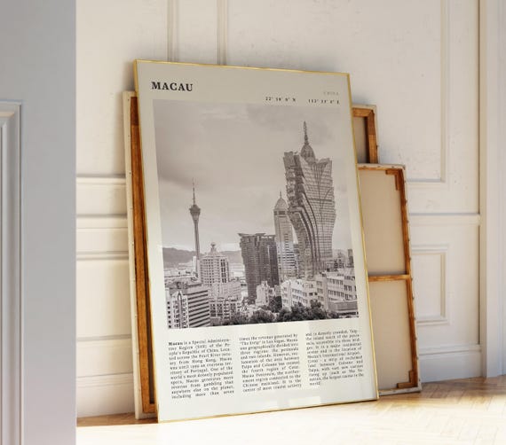 Macau Skyline Vintage China Cityscape, Poster Print