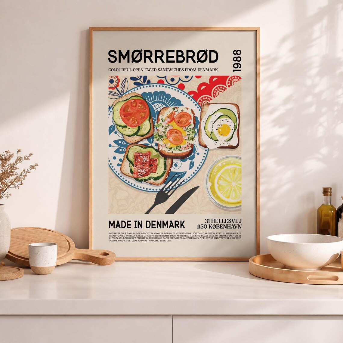 Smorrebrod Art Print, Danish Open Faced Sandwich