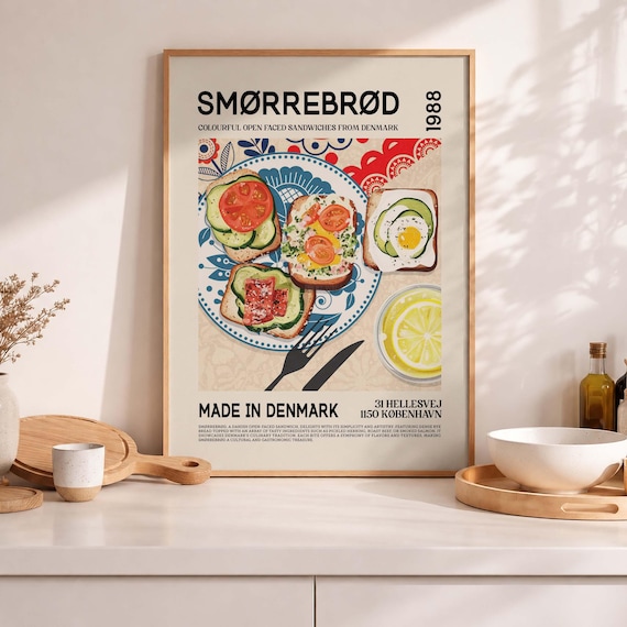 Smorrebrod Art Print, Danish Open Faced Sandwich