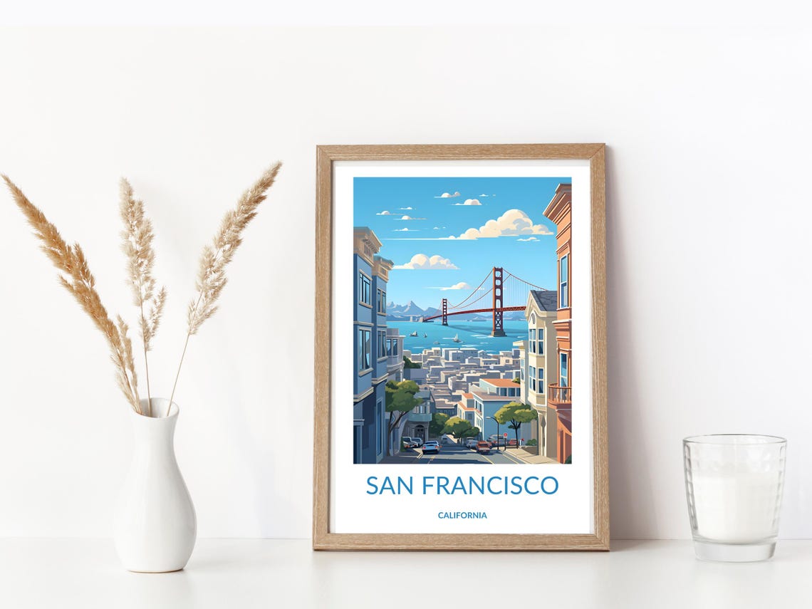 San Francisco California Golden Gate Bridge Hill View Poster - Image 3