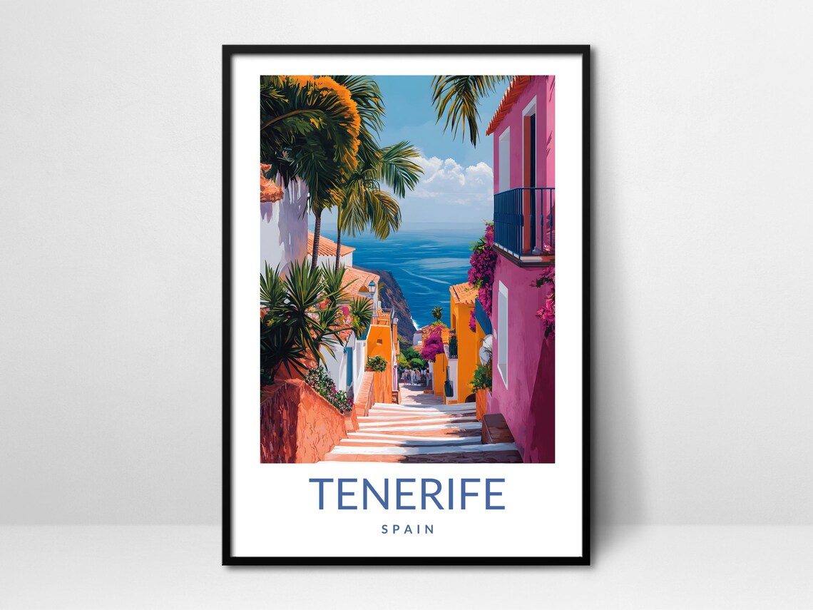 Tenerife Poster Spain Travel Art Print Colorful Streets Tenerife Gift Perfect For Travelers Home Dcor Art Gift For Island Lovers