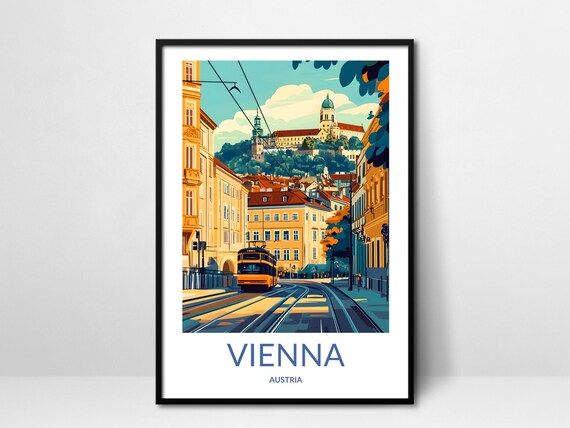 Vienna Austria Classic Tram Street Hilltop Old Cityscape Poster