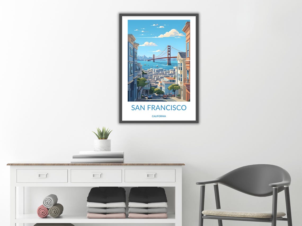 San Francisco California Golden Gate Bridge Hill View Poster - Image 2