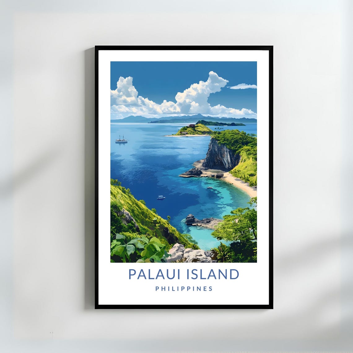 Palaui Island Philippines Tropical Cove Cliffs Coast Travel Poster