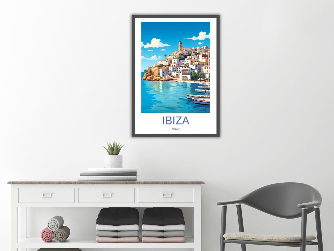 Ibiza Spain Old Town Harbor Whitewashed Village Beach Poster - Image 2