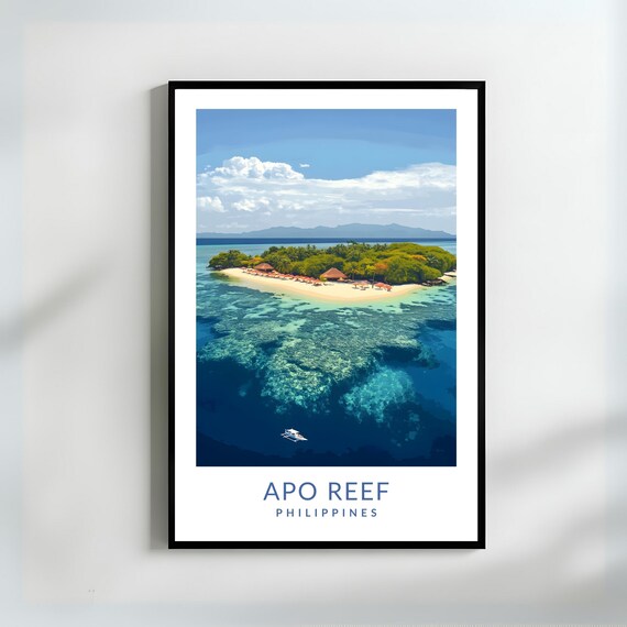 Apo Reef Wall Art Print Mindoro Island Philippines Tropical Beach And Coral Reef Artwork For Coastal Home Decor
