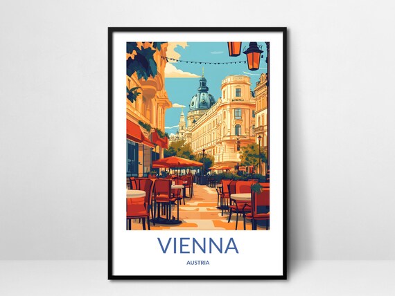 Vienna Austria Cafe Terrace Historic Dome Building Scene Poster