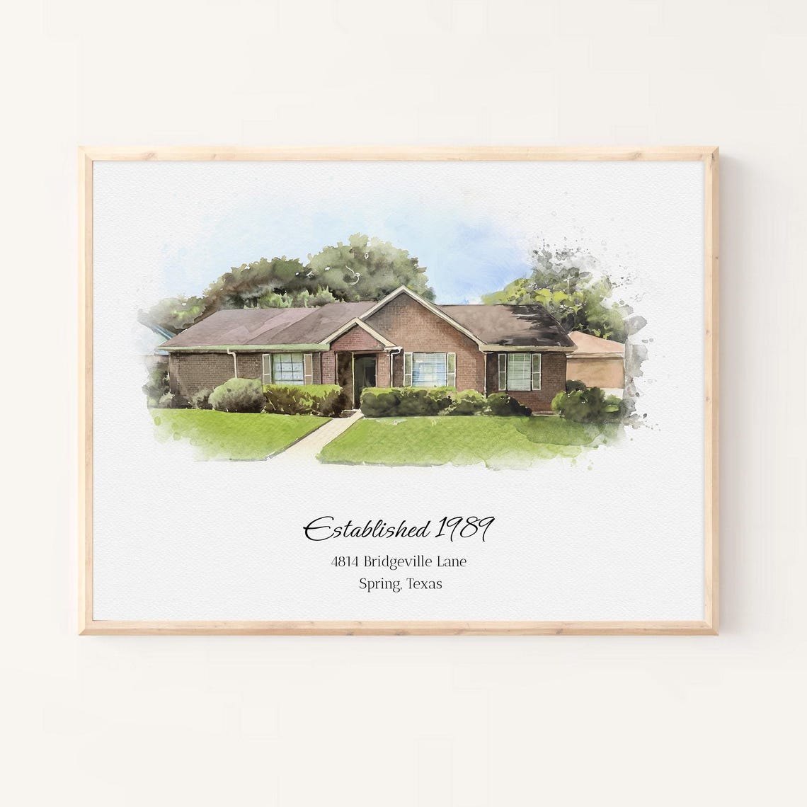 Custom Two Story Home Watercolor Portrait Print Address Keepsake Gift - Image 4