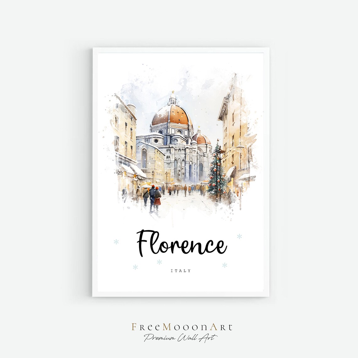 Florence Italy Duomo Cathedral Daytime Watercolor Travel Poster