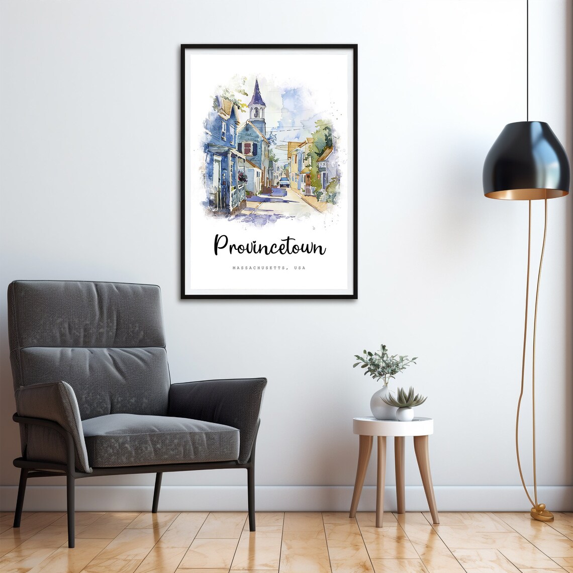 Provincetown Massachusetts Seaside Street Watercolor Travel Poster - Image 4