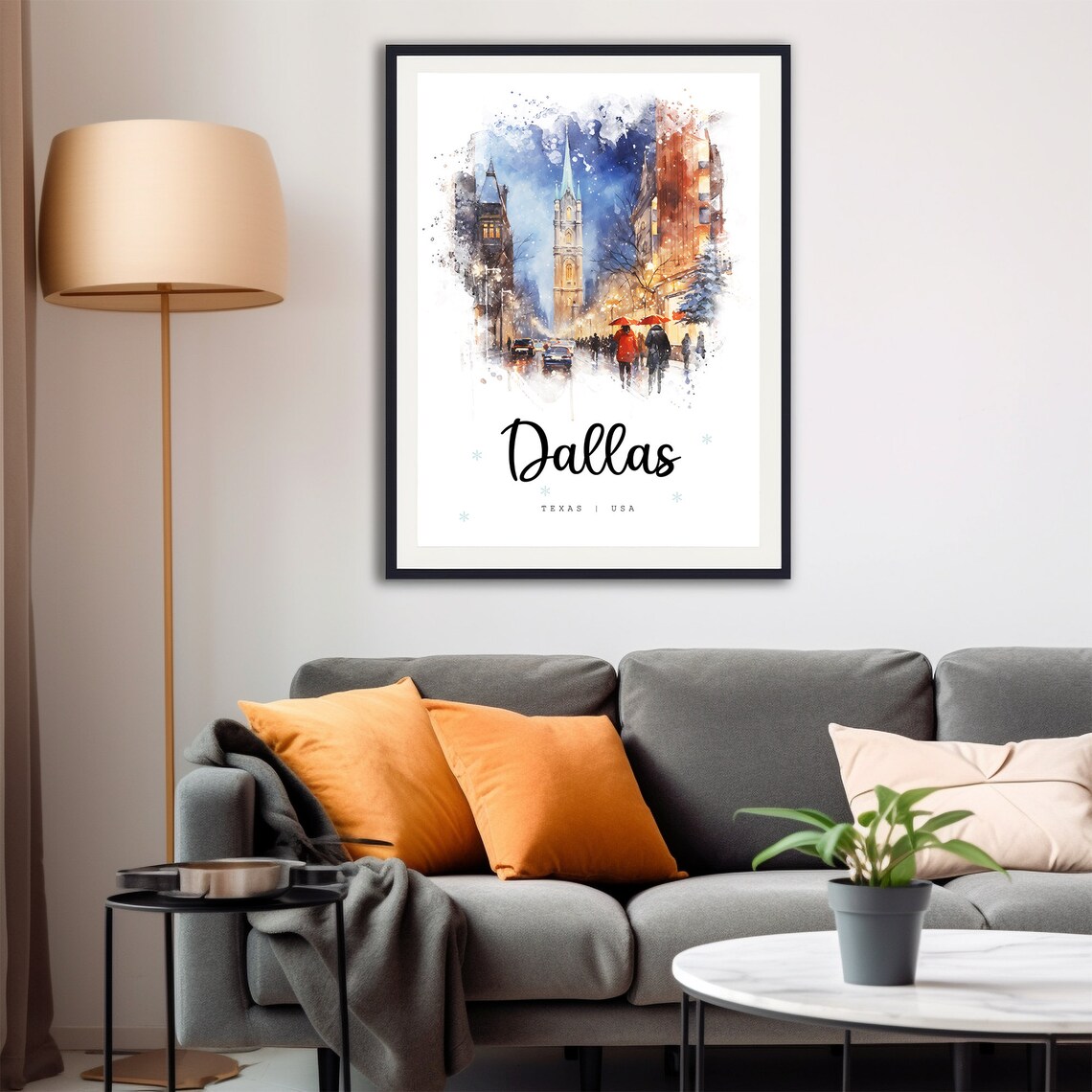 Dallas Texas Travel Poster Dallas City Print Texas Wall Art Decor Usa Prints Print Dallas Watercolor Painting - Image 4