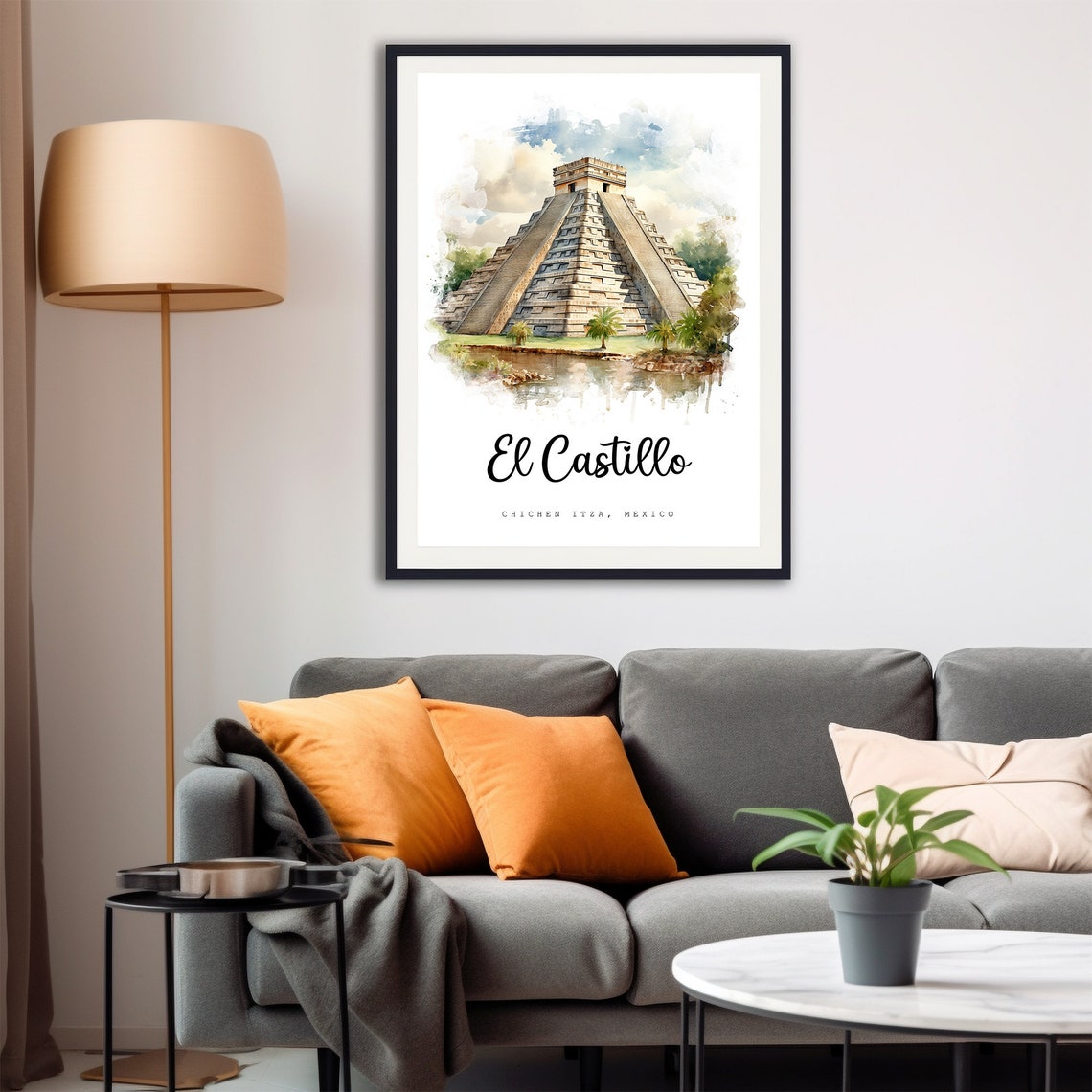 El Castillo Chichen Itza Mexico Mayan Pyramid Watercolor Poster - Image 4