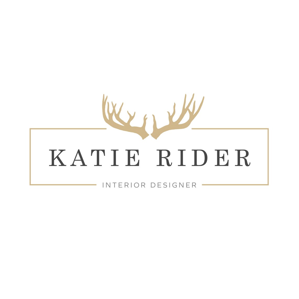 Katie Rider Gold Antlers Interior Designer Premade Logo Brand Print - Image 2