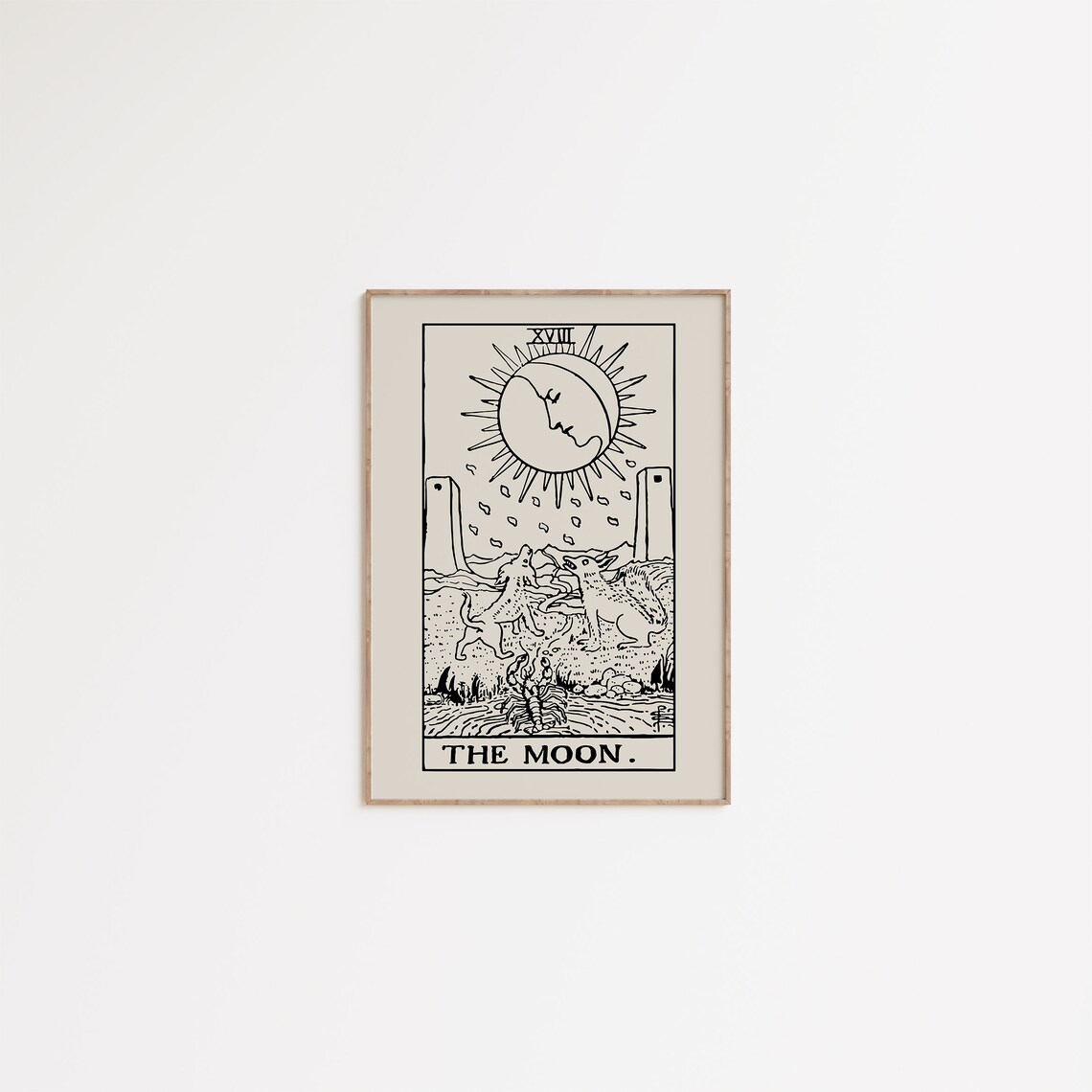 The Moon Tarot Card, Boho Celestial Art Print - Image 2