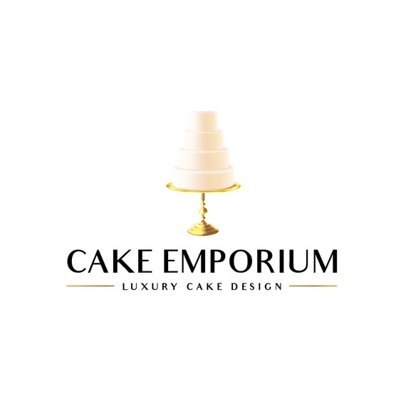 Premade Logo Minimalist Gold Cake Logo Gold Cake Logo 3 Layers Cake Logo Cake On Stand Logo Bakery Logo Simple Cake Logo Minimal Cakery Logo