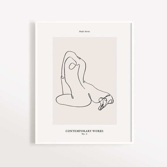 Nude Series Contemporary Works No 2 Woman Nude Art Print Single Line Woman Wall Art One Line Woman Drawing Continuous Line Art
