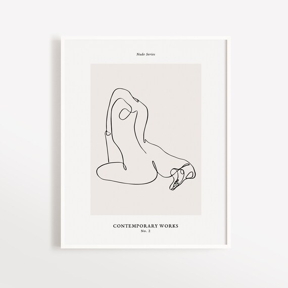 Nude Series Number 2 Single Line Figure Drawing Minimalist Art Poster