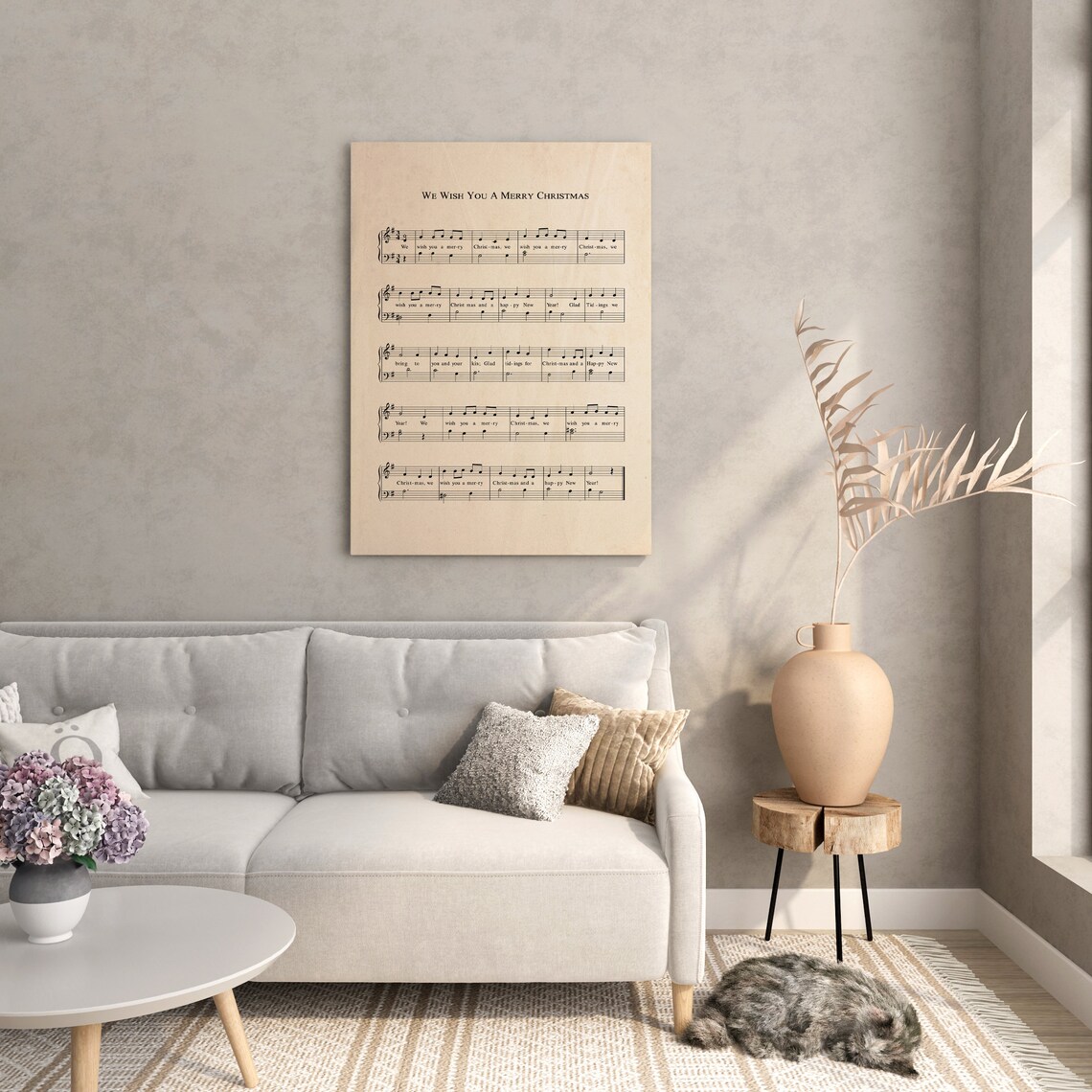 We Wish You a Merry Christmas Sheet Music Vintage Carol Score Wall Art - Image 3