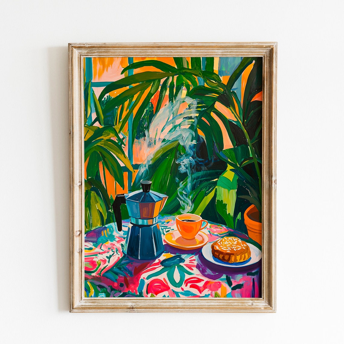 Matisse Inspired Coffee Moka Pot Tropical Still Life Kitchen Poster - Image 2