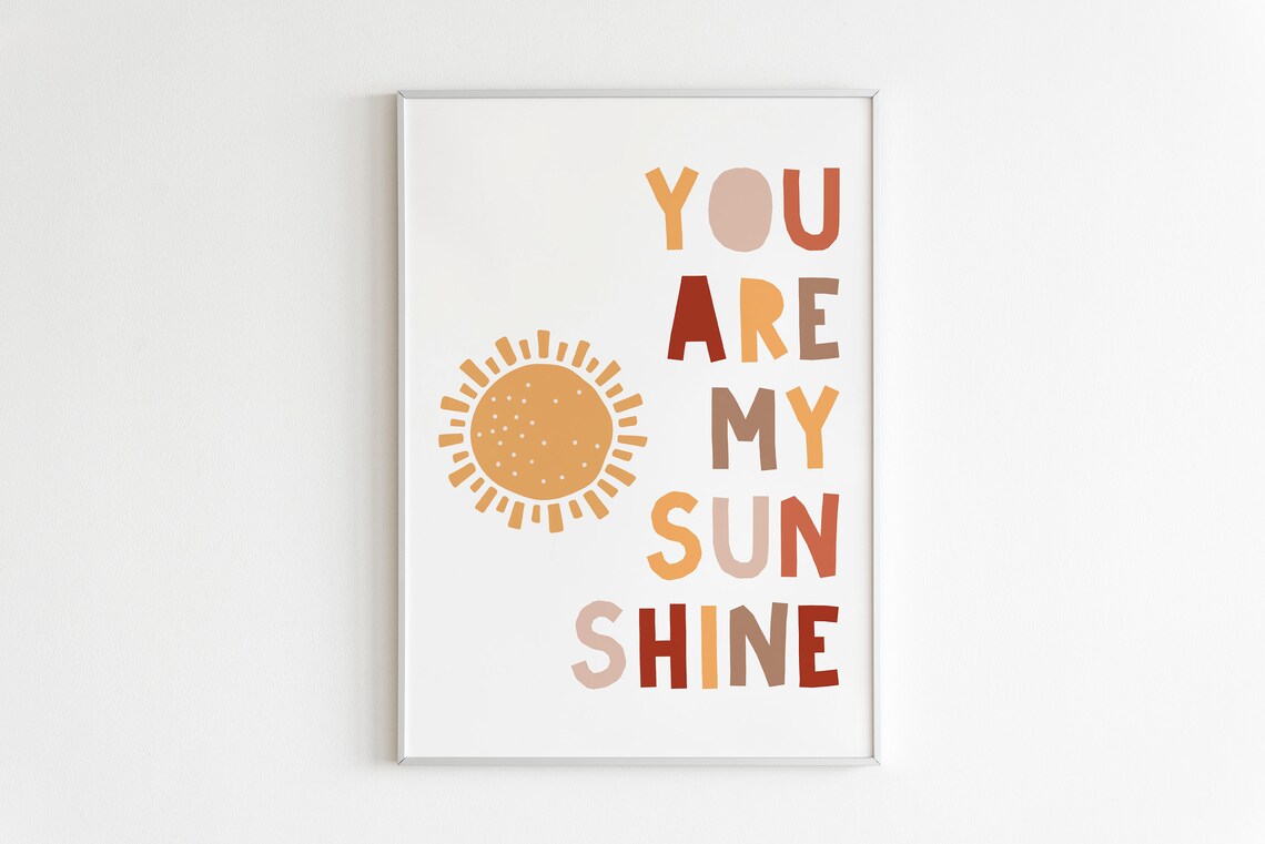 You Are My Sunshine Happy Colorful Sun Kids Nursery Art Poster - Image 2