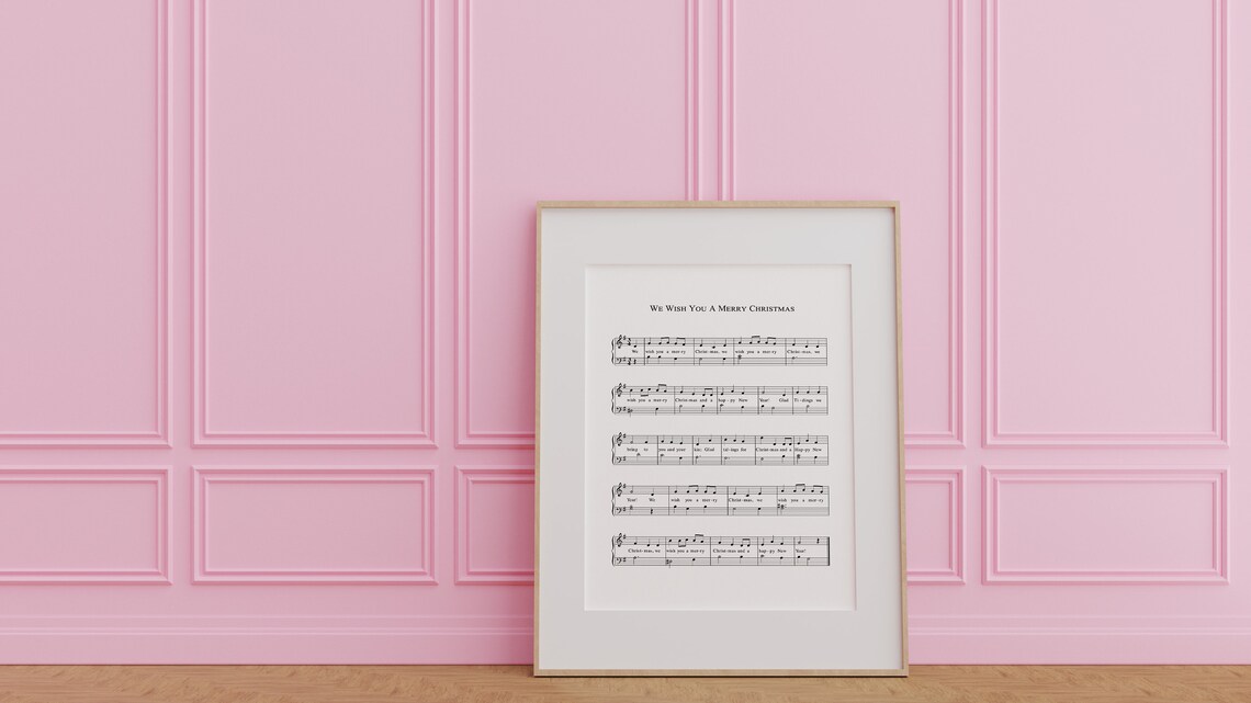We Wish You a Merry Christmas Sheet Music Score Holiday Gold Frame Print - Image 2