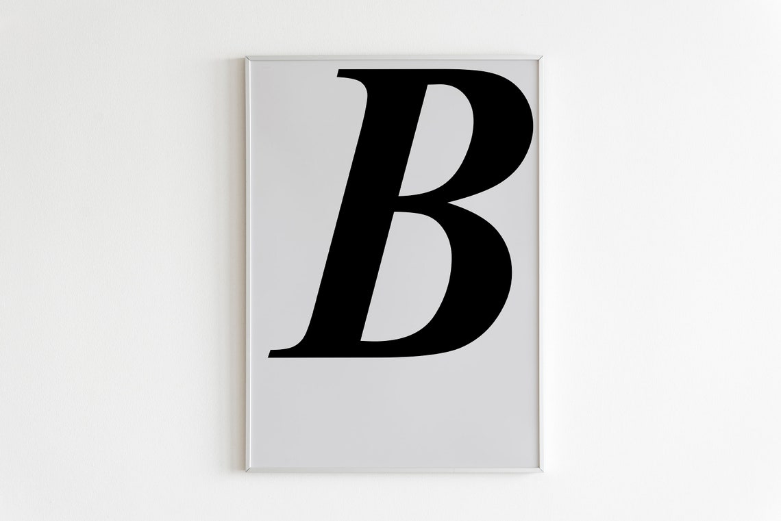 Bold Black Letter B Typography Scandinavian Minimalist Print - Image 3