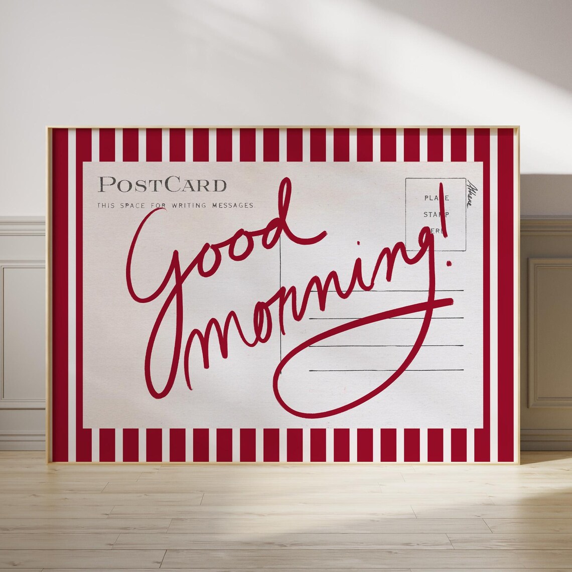 Good Morning Vintage Stripe Bedroom Art Print