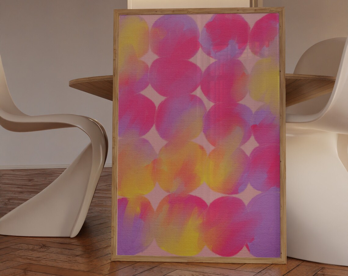 Bright Colorful Watercolor Polka Dot Circles Abstract Art Poster
