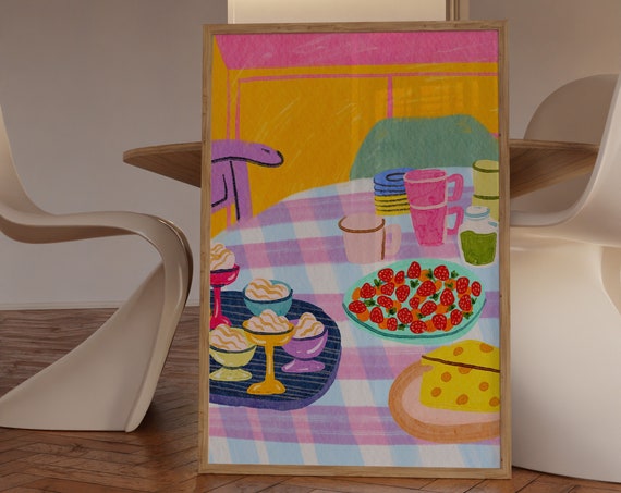 Dessert Tablescape Art Print Colorful Kitchen Wall