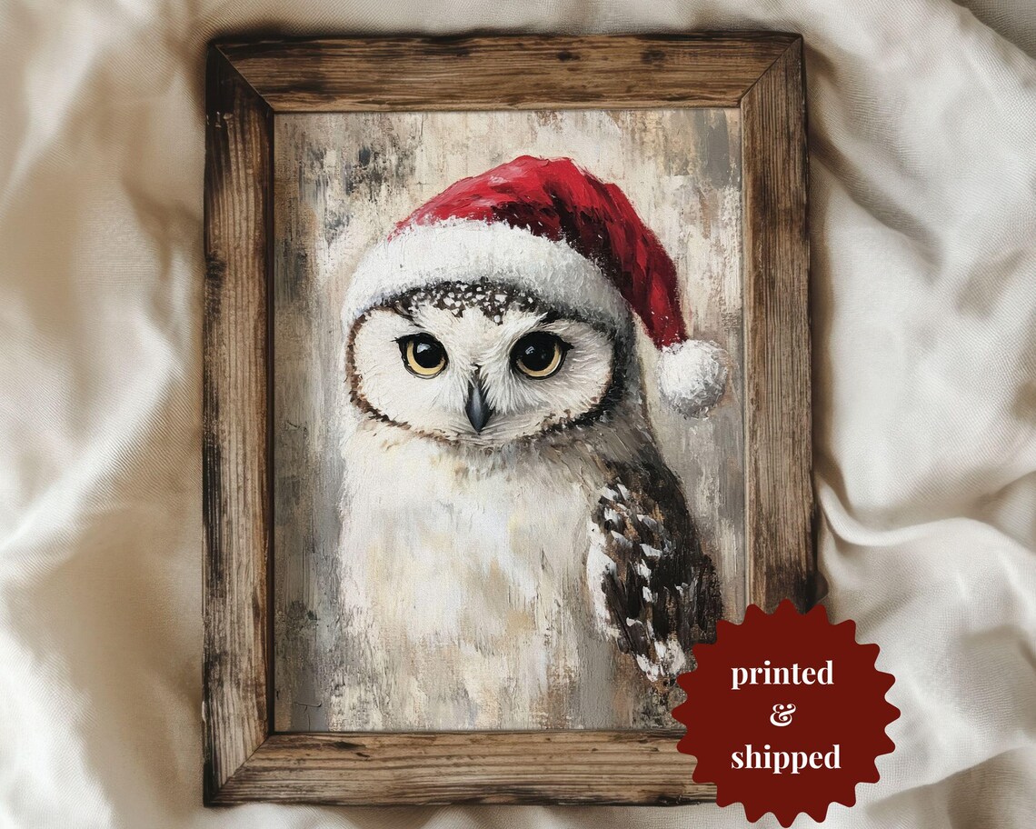 Christmas Snow Owl, Vintage Style Holiday Decor
