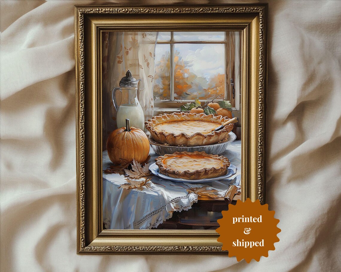 Pumpkin Pie Print, Vintage Style Still Life