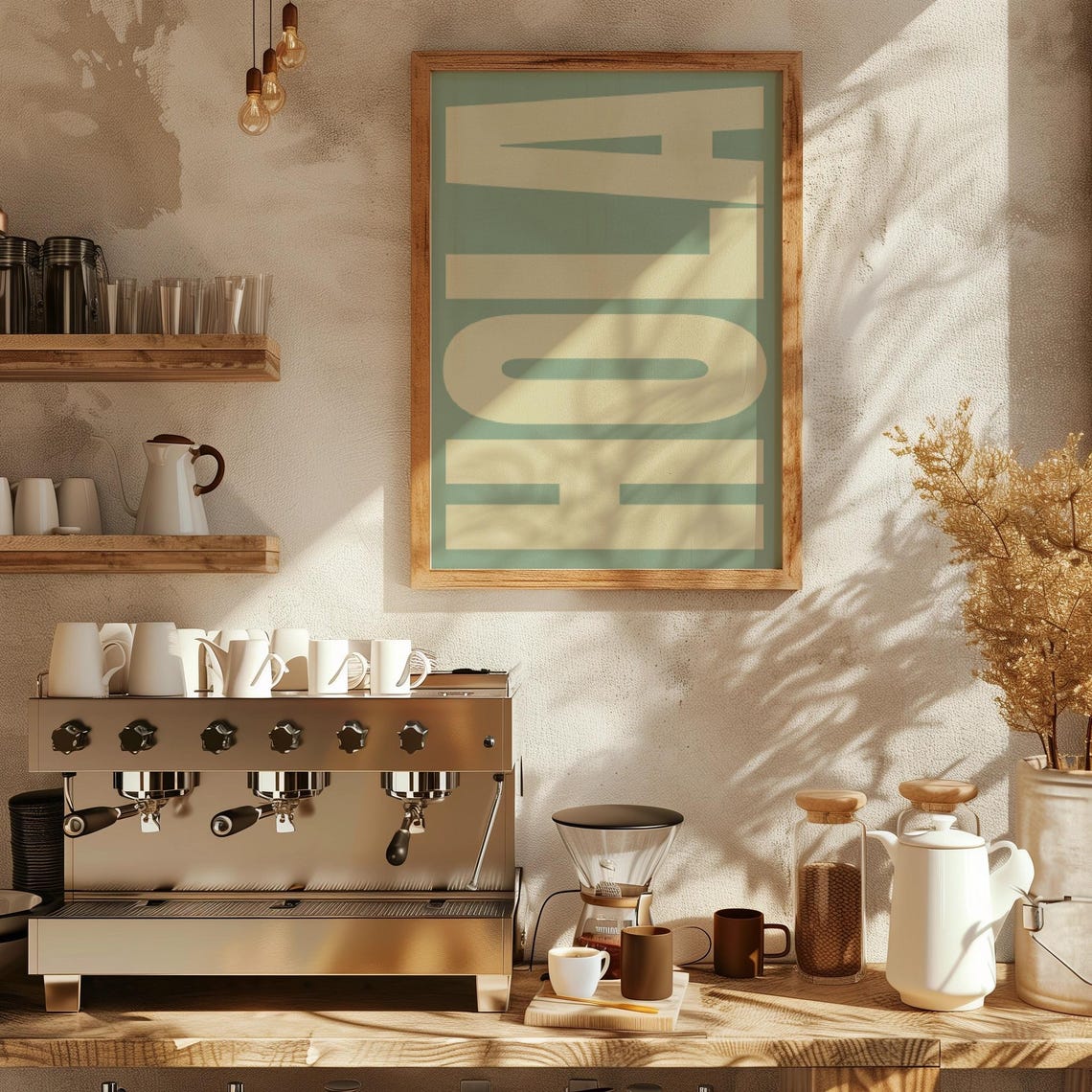 Hola Typography Retro Art Print - Image 2
