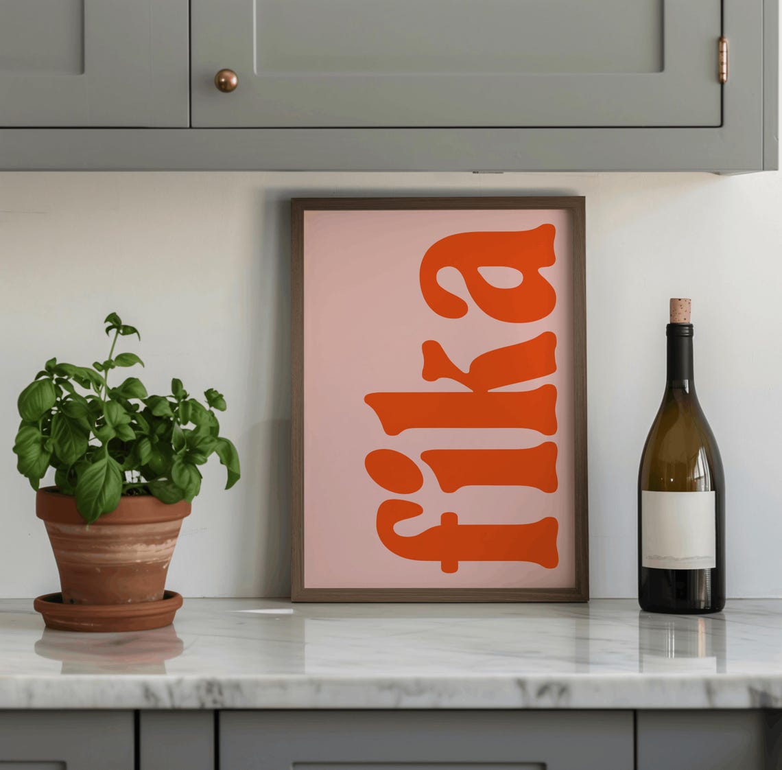 Fika Retro Orange Typography Swedish Coffee Break Cafe Poster - Image 2
