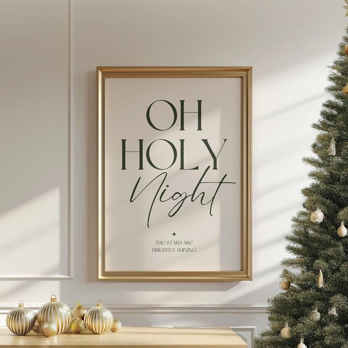 Oh Holy Night Stars Are Brightly Shining Christmas Song Lyric Poster