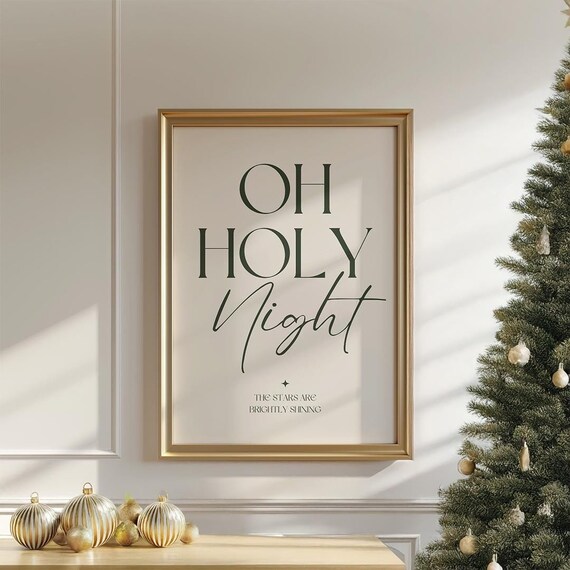 Oh Holy Night Stars Are Brightly Shining Christmas Song Lyric Poster