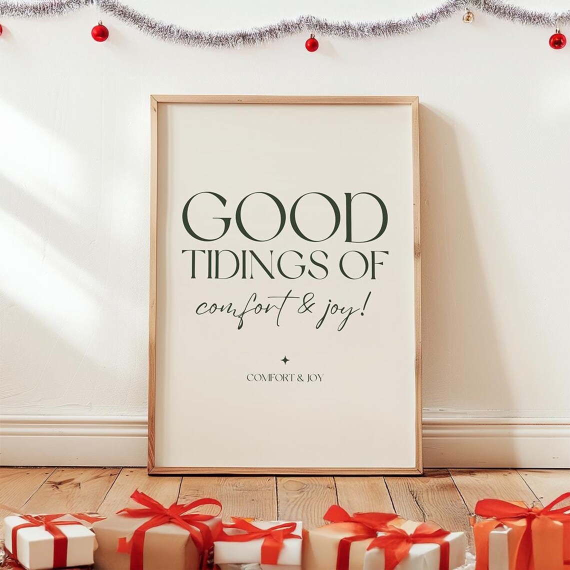 Good Tidings Of Comfort And Joy Christmas Carol Lyrics Elegant Holiday Print