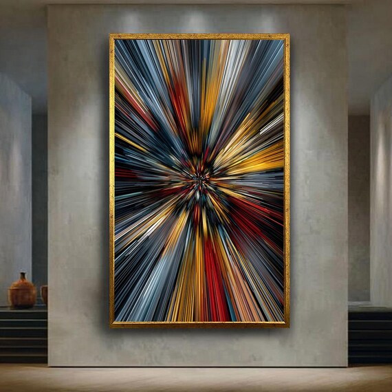 Abstract Energy Burst Wall Art Print Modern Cosmic Explosion Canvas Dynamic Lines Poster Vibrant Contemporary Home Decor