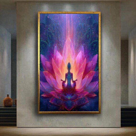 Radiant Meditation Canvas Wall Art Mystical Spiritual Energy And Chakra Awakening Yoga Enlightenment Print For Zen Decor