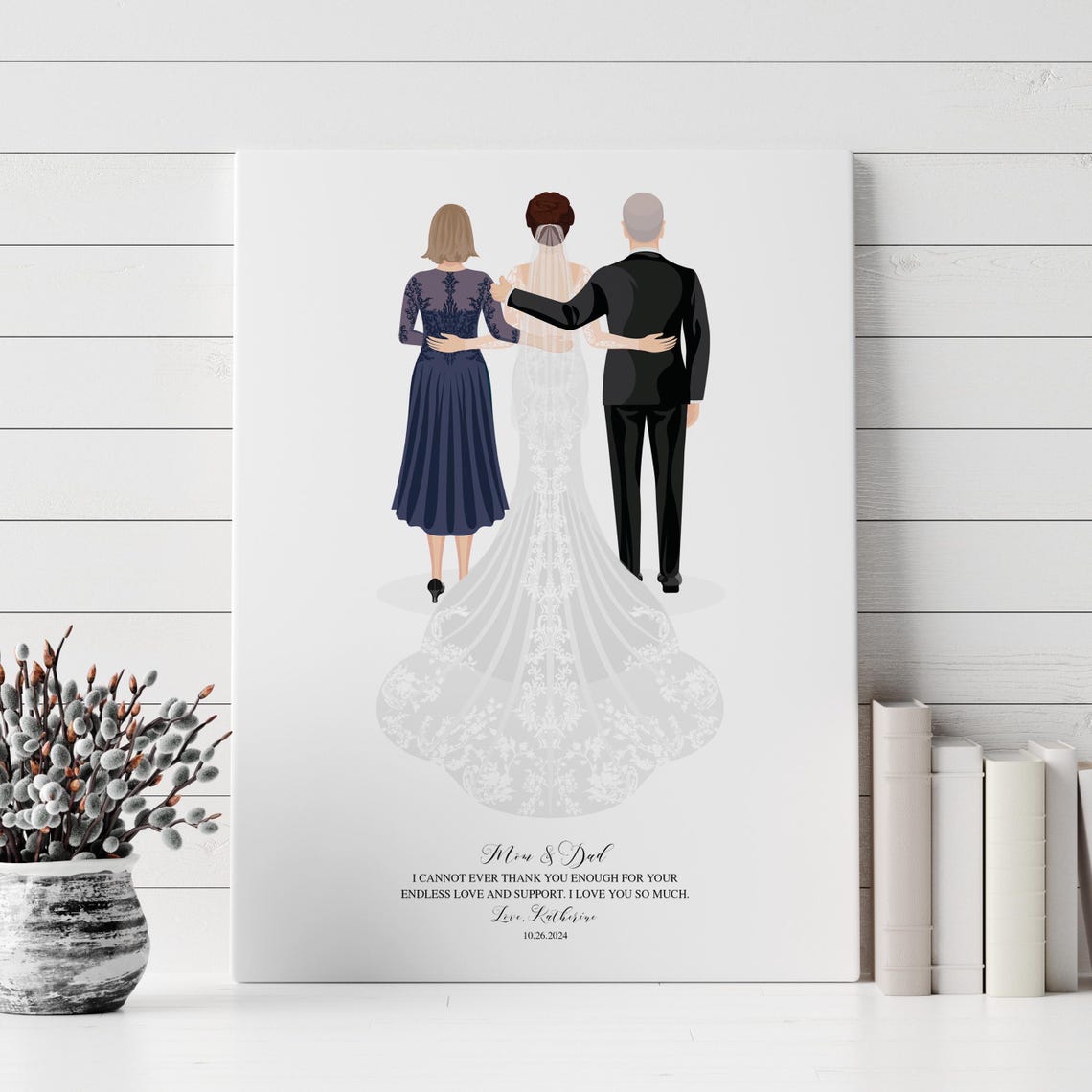 Parents of the Bride Mom and Dad Back View Wedding Tribute Poster - Image 3