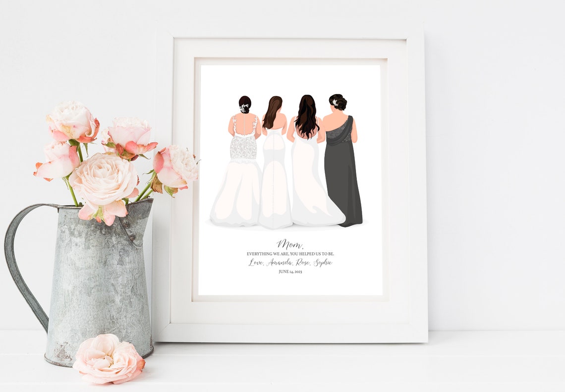 Three Brides Sisters and Mom Back View Wedding Tribute Poster - Image 5