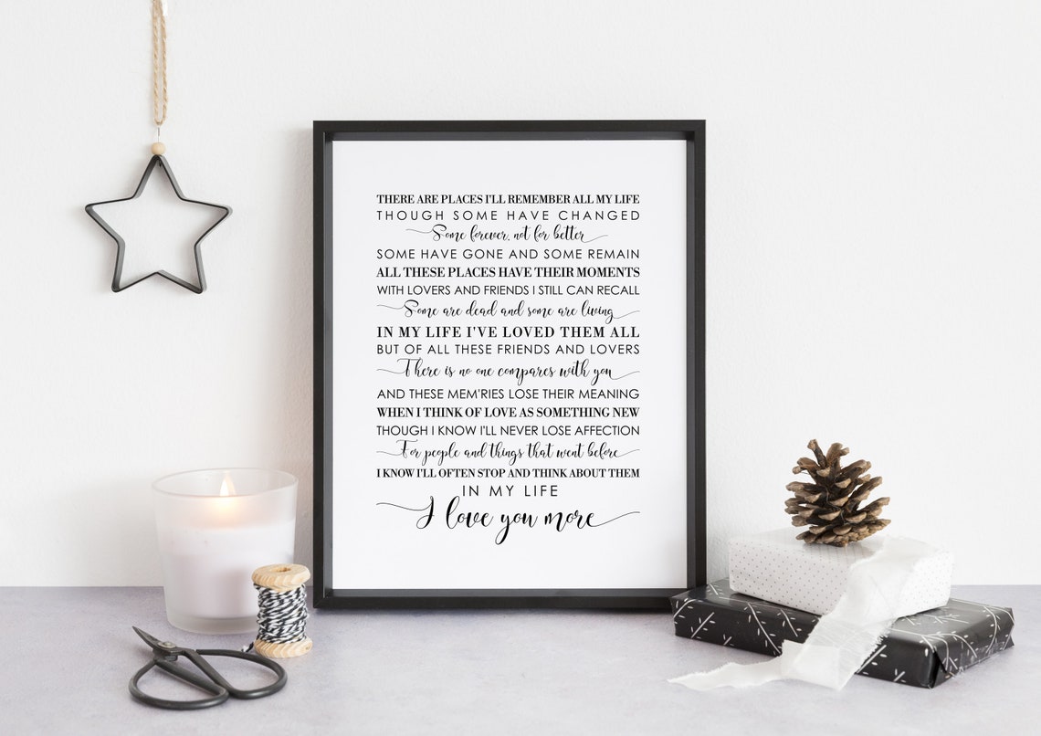 In My Life by The Beatles Love Song Lyrics Typography Wall Art - Image 2