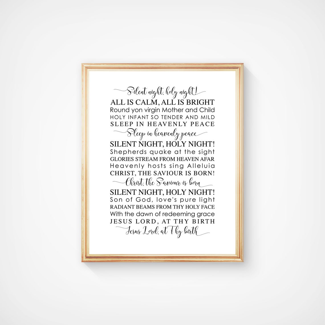 Silent Night Holy Night Christmas Carol Lyrics Typography Poster - Image 5
